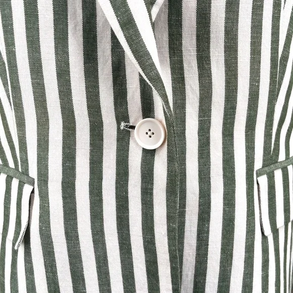 L'AGENCE Scout Striped Blazer, Olive/Cream, Size 8 - Picture 3 of 13